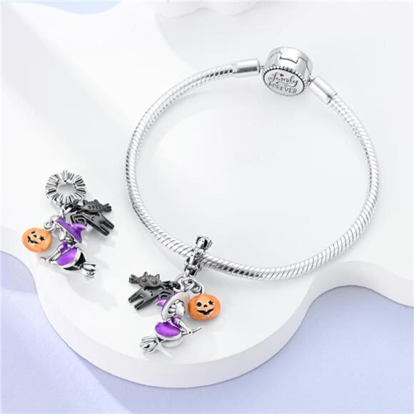 925 Sterling Silver Halloween Charms for Bracelets Necklaces, - Picture 3 of 5
